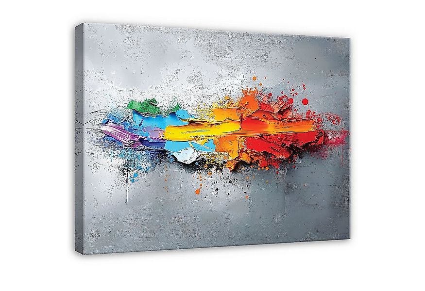 Wallarena Leinwandbild Abstrakt Grau Bunt Kunst Modern Wandbilder Wand Deko günstig online kaufen