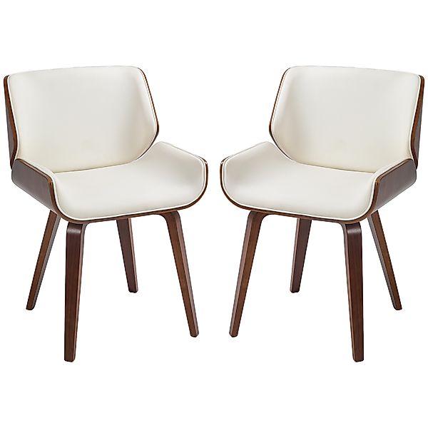 HOMCOM Set mit 2 Vintage-Stühlen für das Esszimmer, weißes Kunstleder-Sitzf günstig online kaufen