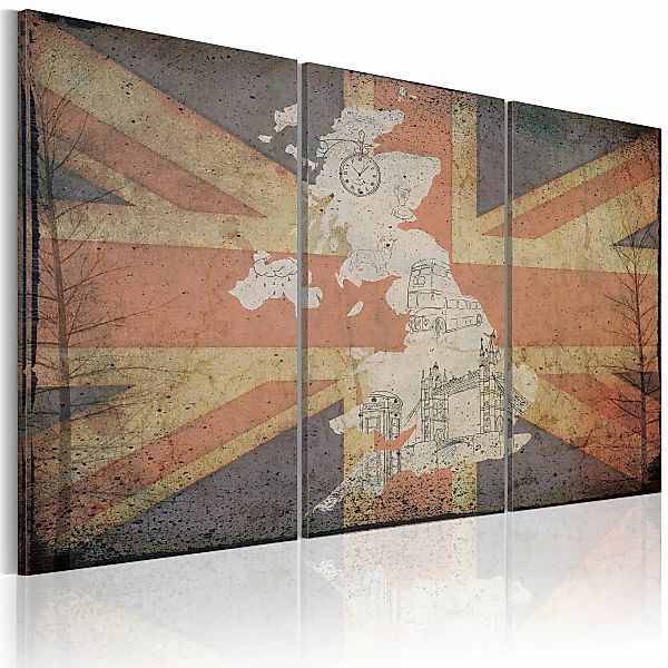 Wandbild - Landkarte Von Großbritannien - Triptychon günstig online kaufen