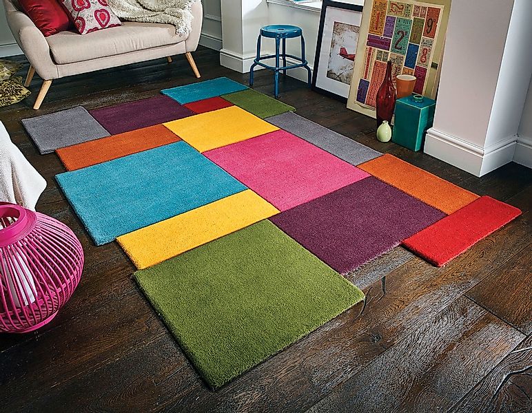 FLAIR RUGS Wollteppich "Abstract Collage, 100% Wolle" rechteckig 11 mm Höhe günstig online kaufen