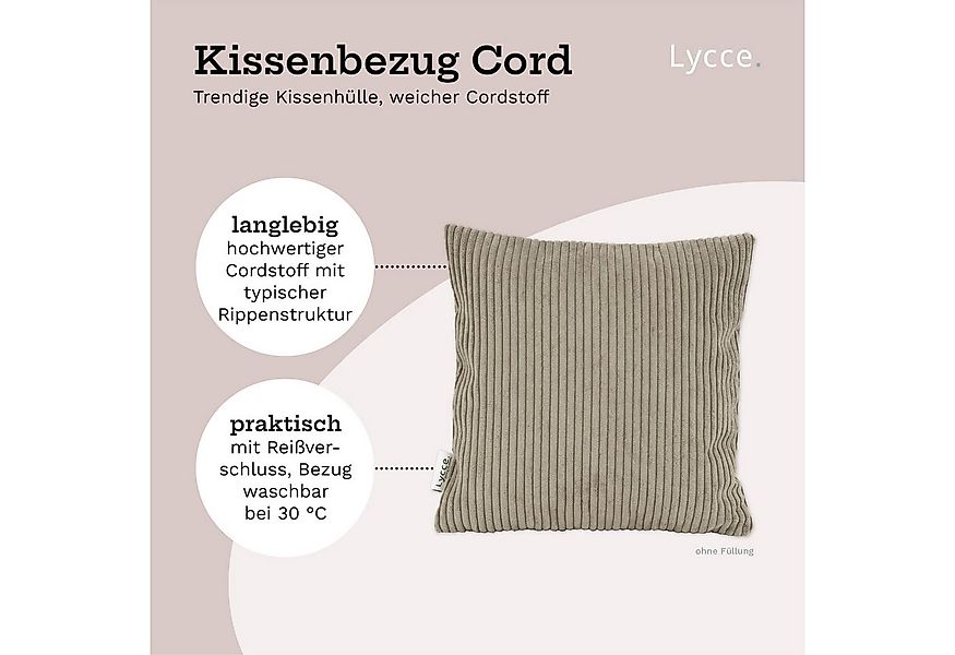 Lycce Dekokissen Kissenbezug aus trendigem Cordstoff (40x40cm), taupe günstig online kaufen