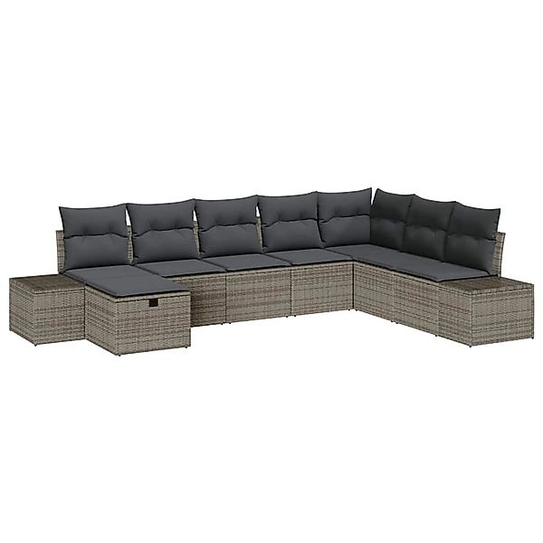 vidaXL Garten-Sofa-Set mit Kissen 8-Tlg Grau Poly Rattan 3359428 günstig online kaufen