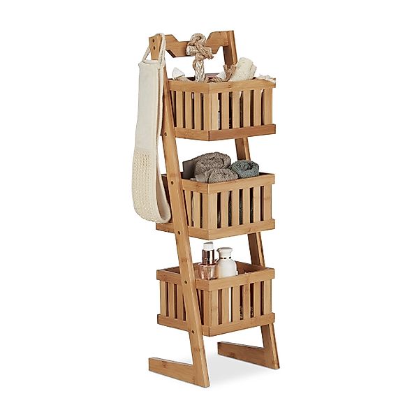 relaxdays Badregal Bambus 3 Körbe günstig online kaufen