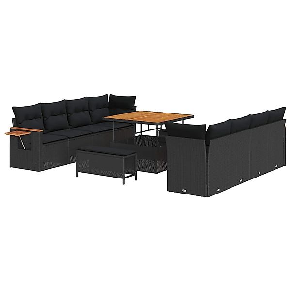vidaXL Gartensofa-Set mit Kissen 12 Stk Schwarz Poly-Rattan 3365104 günstig online kaufen