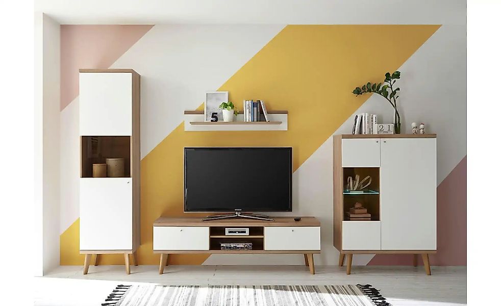 Wohnwand  Lessay ¦ weiß ¦ Maße (cm): B: 320 H: 197 Kommoden & Sideboards > günstig online kaufen
