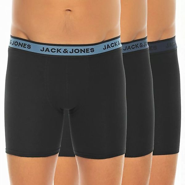 Jack & Jones 3-er Set Boxer Briefs Schwarz mit verschiedenfarbigem Webbund günstig online kaufen