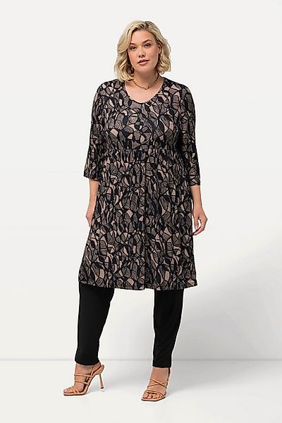 Ulla Popken Maxikleid Longshirt A-Linie Tunika-Ausschnitt 3/4-Arm günstig online kaufen