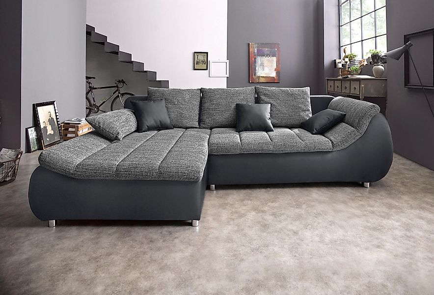 INOSIGN Ecksofa "Imola elegant und bequem, aktuelle Steppung im Sitz, L-For günstig online kaufen
