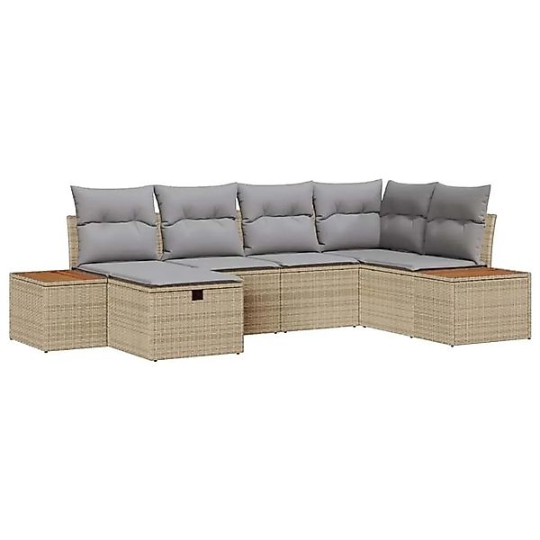 vidaXL Gartensofa-set mit Kissen mit Speicher 6-Tlg Beige Poly-Rattan 33609 günstig online kaufen