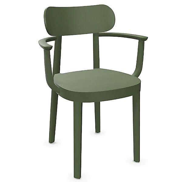 THONET 118 MF Holzstuhl mit Armlehnen | Muldensitz | Buche gebeizt olivgrün günstig online kaufen