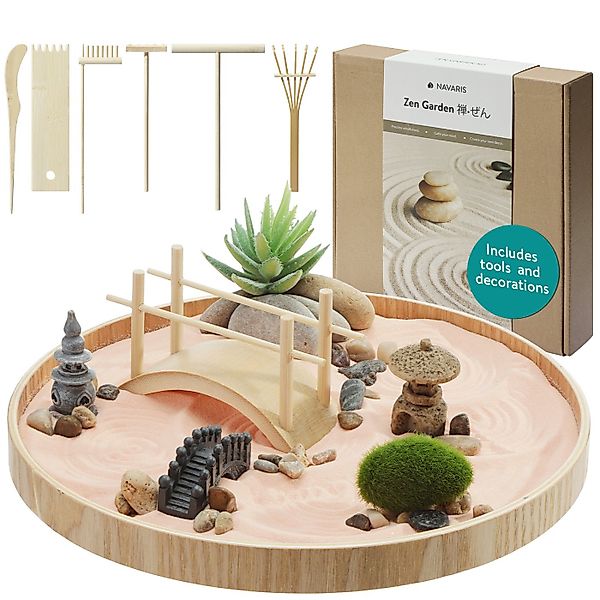 Navaris Dekofigur Navaris Mini Zen Garten Kit - Miniatur Sand Garten mit Zu günstig online kaufen