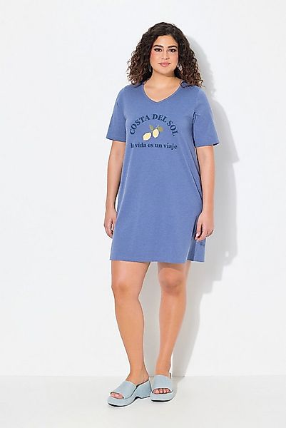 Ulla Popken Jerseykleid Jerseykleid Zitronen A-Linie V-Ausschnitt Halbarm günstig online kaufen