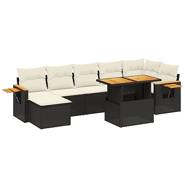 vidaXL 8-Tlg Garten-Sofagarnitur mit Kissen Schwarz Poly Rattan 3273625 günstig online kaufen
