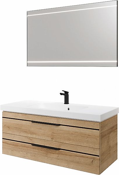 Saphir Badmöbel-Set "Balto 2-teilig Mineralmarmor-Waschtisch mit LED-Spiege günstig online kaufen