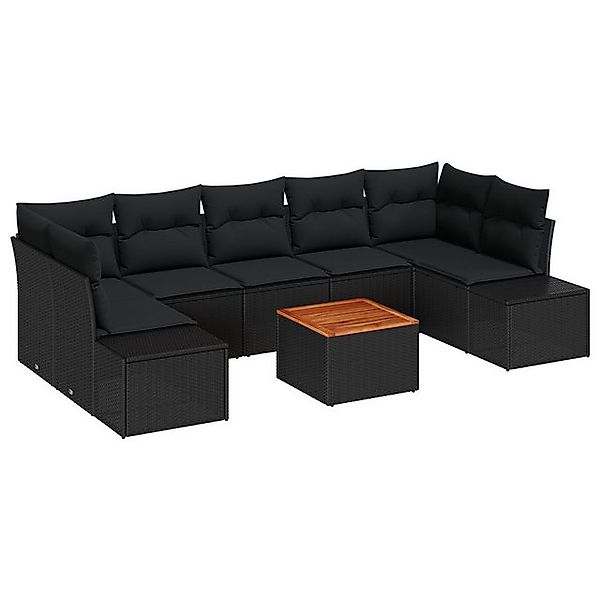 vidaXL Loungesofa 8-teiliges Garten Sofa Set mit Kissen Schwarz Poly Rattan günstig online kaufen