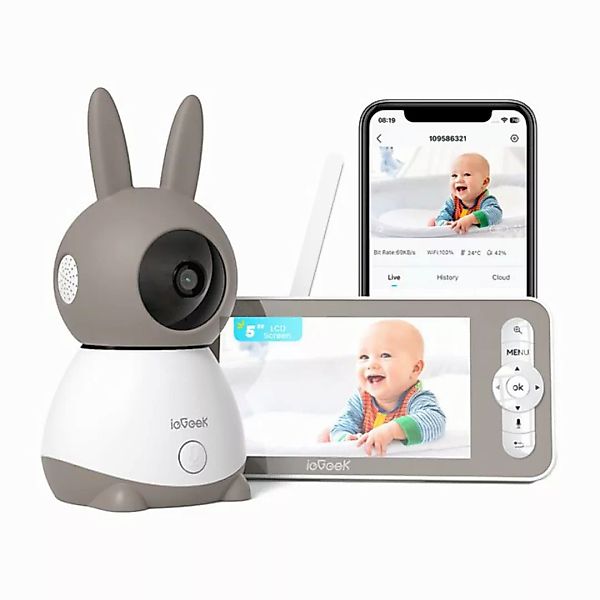 ieGeek Babyphone 2K/3MP 5 Zoll WLAN Video babyfone PTZ 355° IR-Nachtsicht, günstig online kaufen