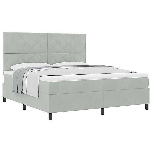 vidaXL Bett Boxspringbett mit Matratze Hellgrau Super King Samt (1-tlg) günstig online kaufen
