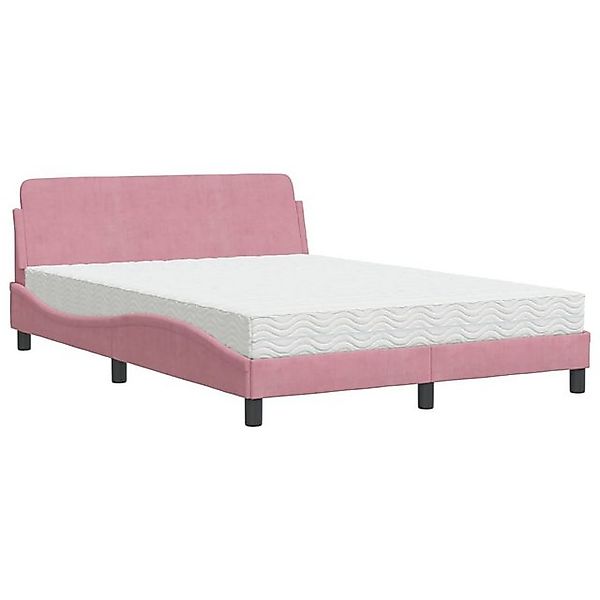 vidaXL Bett Bett mit Matratze Rosa 120x200 cm Samt günstig online kaufen