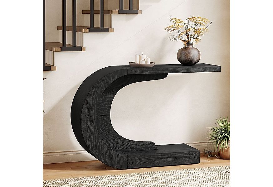 Tribesigns Konsolentisch Holz C-förmiger Flurtisch, 110 x 35cm Beistelltisc günstig online kaufen