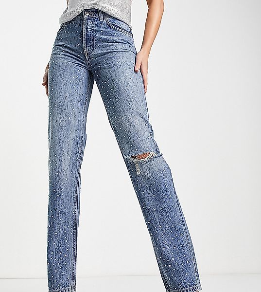 ASOS DESIGN Tall – Jeans aus Bio-Baumwollmix mit niedrigem Bund, geradem Be günstig online kaufen