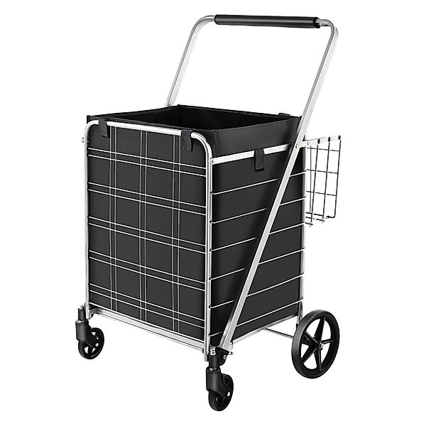 Costway Einkaufstrolley Klappbar 150 kg mit 2 Körben & Tasche Silber günstig online kaufen