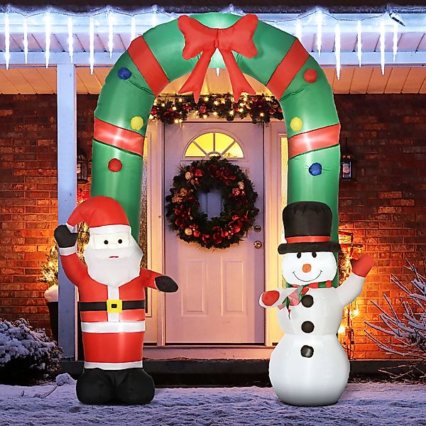 HOMCOM Weihnachtsfigur 2,45 m Torbogen mit Weihnachtsmann und Schneemann mi günstig online kaufen