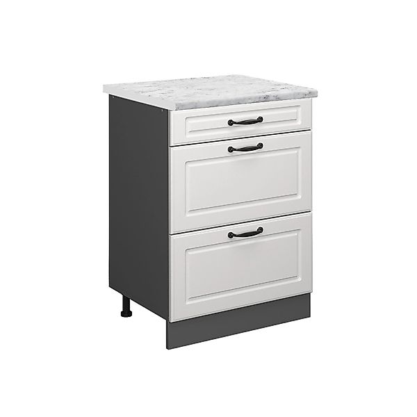 Vicco Schubladenschrank R-Line Weiß Landhaus 60 cm AP Marmor günstig online kaufen