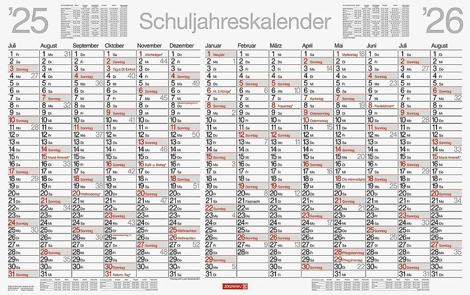 Baier & Schneider Poster BRUNNEN Schuljahreskalender günstig online kaufen