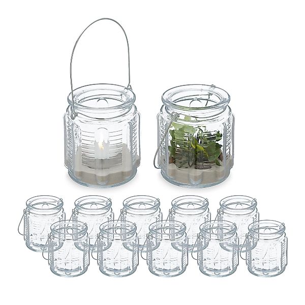 relaxdays Windlicht Transparentes Windlicht im 12er günstig online kaufen