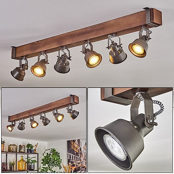 hofstein Deckenleuchte Deckenlampe aus Metall/Holz in günstig online kaufen