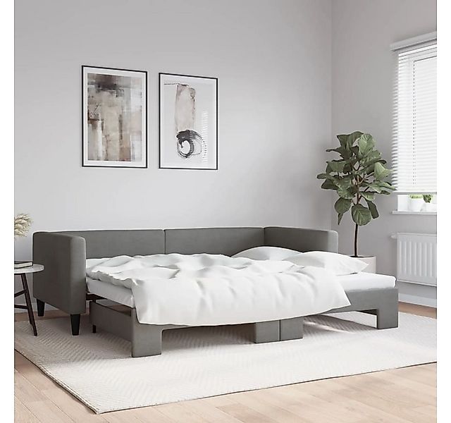 vidaXL Bett, Tagesbett Ausziehbar Dunkelgrau 90x200 cm Stoff günstig online kaufen