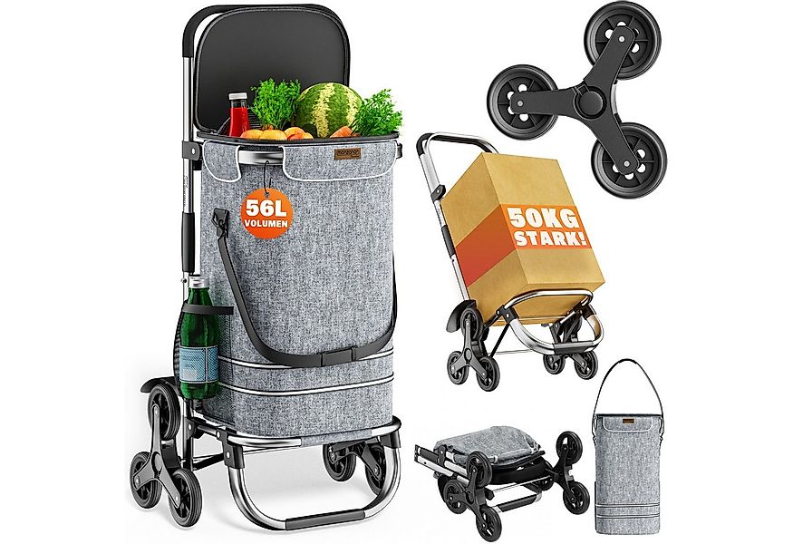monzana Einkaufstrolley, komplett zusammenklappbar (auch mit Tasche), innen günstig online kaufen