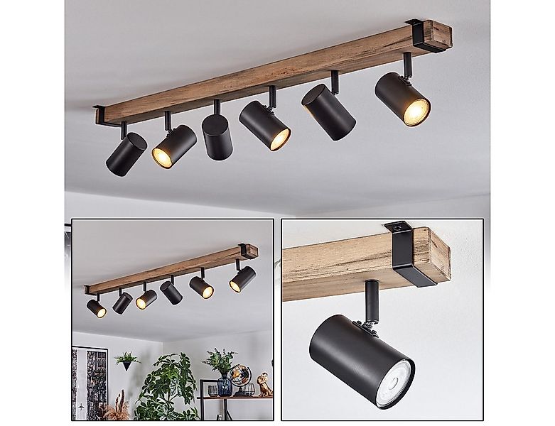 hofstein Deckenleuchte Deckenlampe aus Metall/Holz in Schwarz/Naturfarben, günstig online kaufen