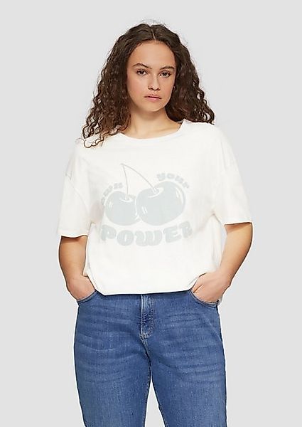 QS Kurzarmshirt Printshirt mit überschnittener Schulter günstig online kaufen