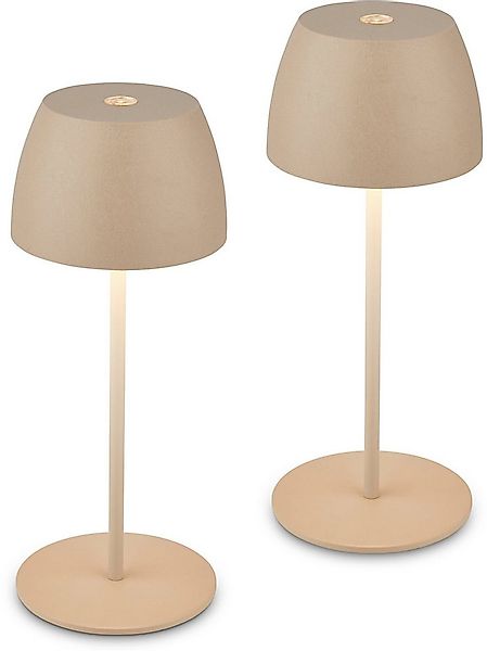 Briloner Leuchten Tischleuchte 2er Set LED Tischlampe kabellos, beige, 2er günstig online kaufen