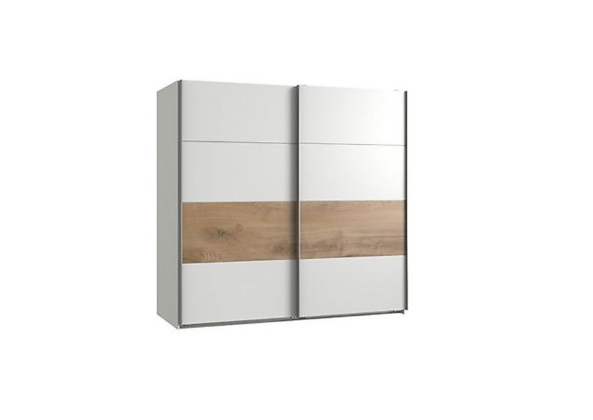 freiraum Schwebetürenschrank Bert 2 Böden, 2 Stangen, Weiß / Plankeneiche D günstig online kaufen