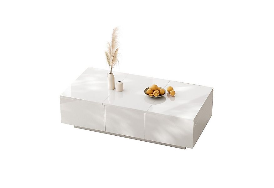 Merax Couchtisch mit Schubladen, Wohnzimmertisch, hochglanz mit ausziehbare günstig online kaufen