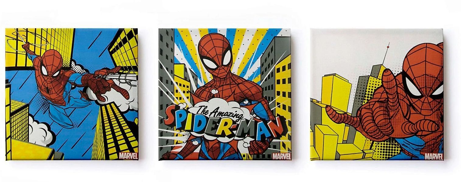 MARVEL Leinwandbild "Leinwandbilder Set of 3 Spiderman 3/30X30cm", (Packung günstig online kaufen