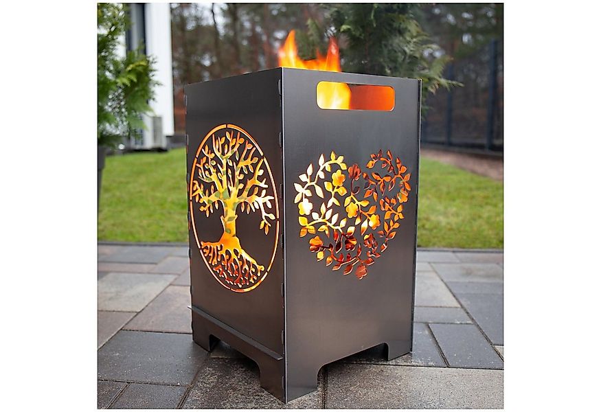 tuning-art Feuerkorb FK01-H45 Feuertonne Feuerschale Rostpatina Massiv Stab günstig online kaufen