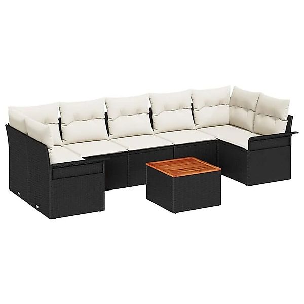 vidaXL Gartensofa-Set mit Speicher 8 Stk Schwarz und Creme Poly-Rattan 3355 günstig online kaufen