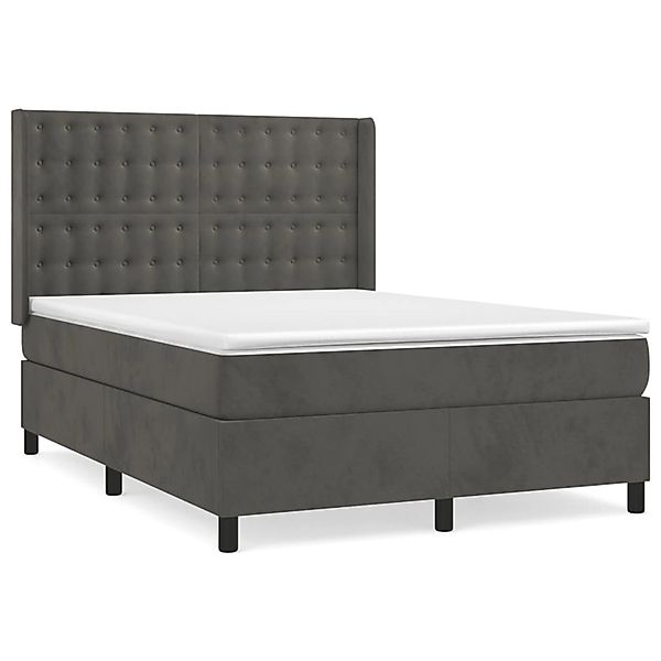 vidaXL Boxspringbett mit Matratze Dunkelgrau 140x190 cm Samt1399805 günstig online kaufen