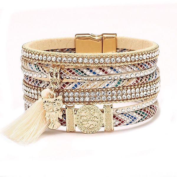 Refttenw Lederarmband Damen Boho Strass Leder günstig online kaufen