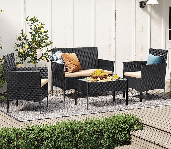 SONGMICS Gartenlounge-Set, (4-tlg., 2 Gartenstuhl, 1 günstig online kaufen