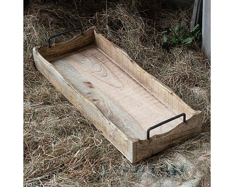 Antikas Wanddekoobjekt Serviertablett mit Metallgriff, Massivholz, rustikal günstig online kaufen