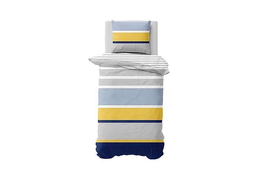 NAUTICA HOME Bettwäsche Nautica, Satin, 2 teilig, gestreift, blau, gelb, we günstig online kaufen
