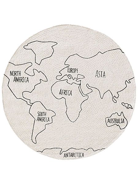 Benuta | Kinderteppich Weltkarte Jute rund günstig online kaufen