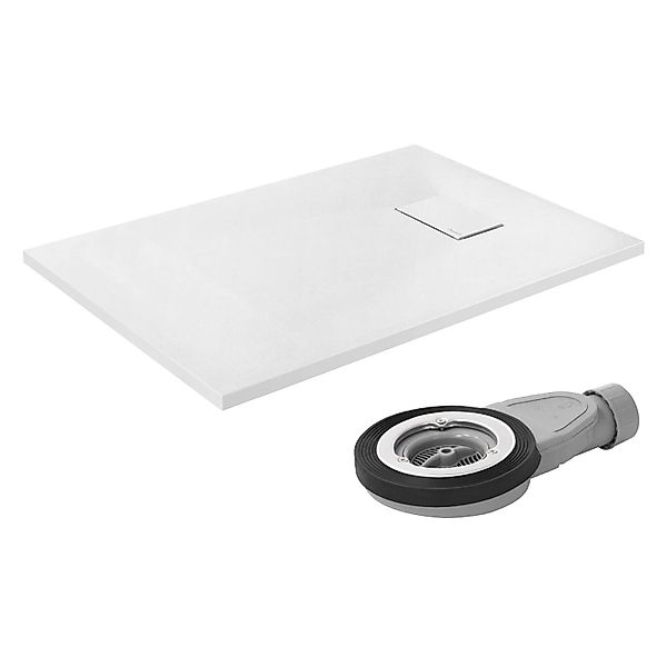 LuxeBath Duschwanne 100x70 cm Weiß mit Ablaufgarnitur aus SMC H:3 cm günstig online kaufen