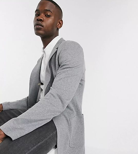 ASOS DESIGN Tall – Super enger Jersey-Blazer in Grau günstig online kaufen