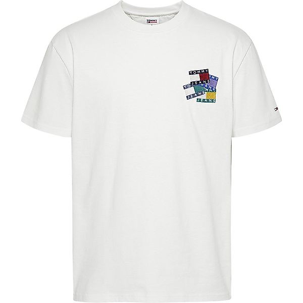 Tommy Jeans Badge Overlay Kurzärmeliges T-shirt S Ivory günstig online kaufen
