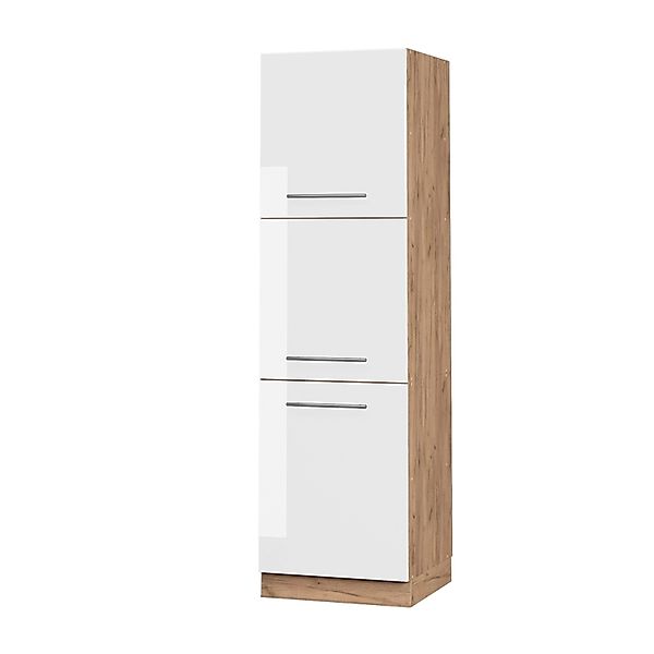 Vicco Herdumbauschrank Fame-Line Weiß Hochglanz/Goldkraft Eiche 60 cm günstig online kaufen
